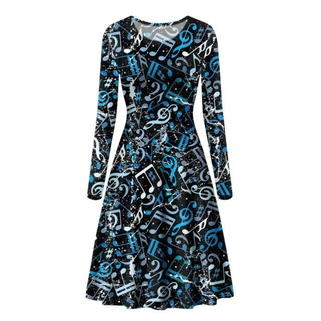 Music Notes Daisy Print Dress
