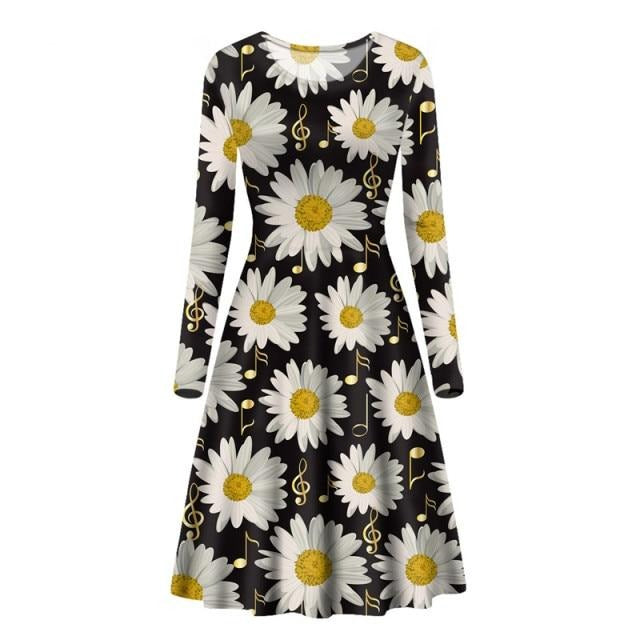 Music Notes Daisy Print Dress