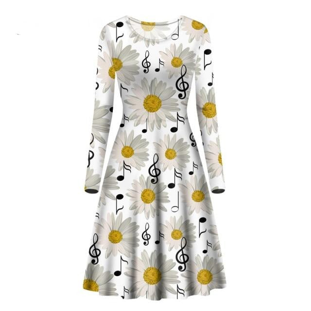 Music Notes Daisy Print Dress