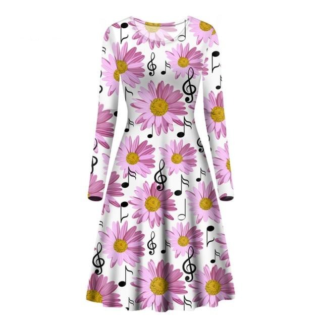 Music Notes Daisy Print Dress