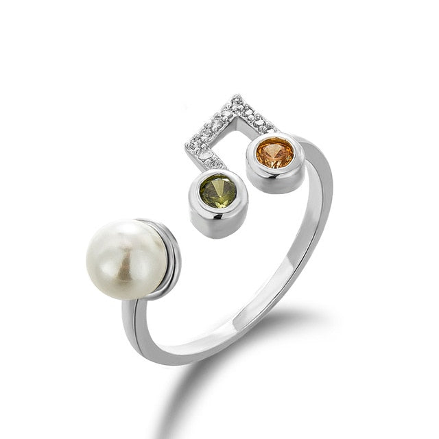 Silver-Color Music Ring