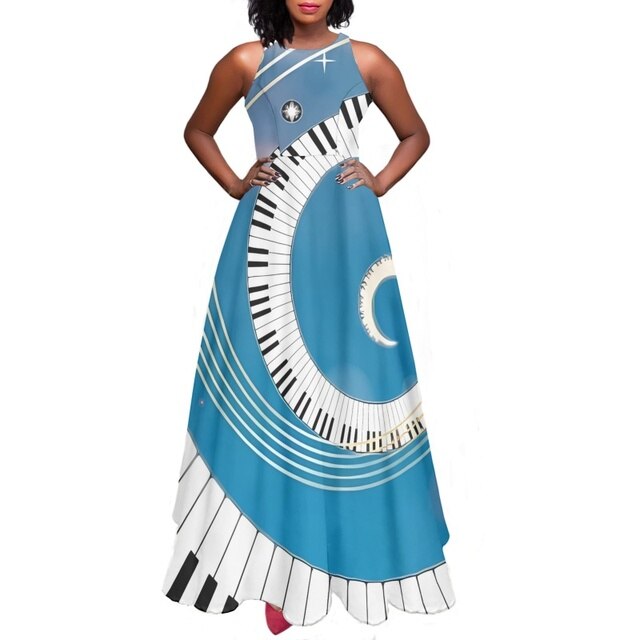 Music Note Long Slip Dress