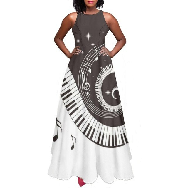Music Note Long Slip Dress