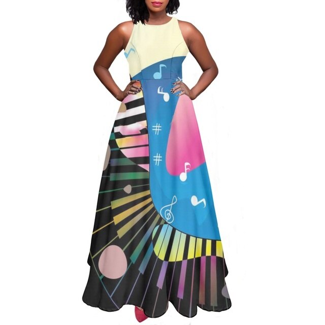 Music Note Long Slip Dress