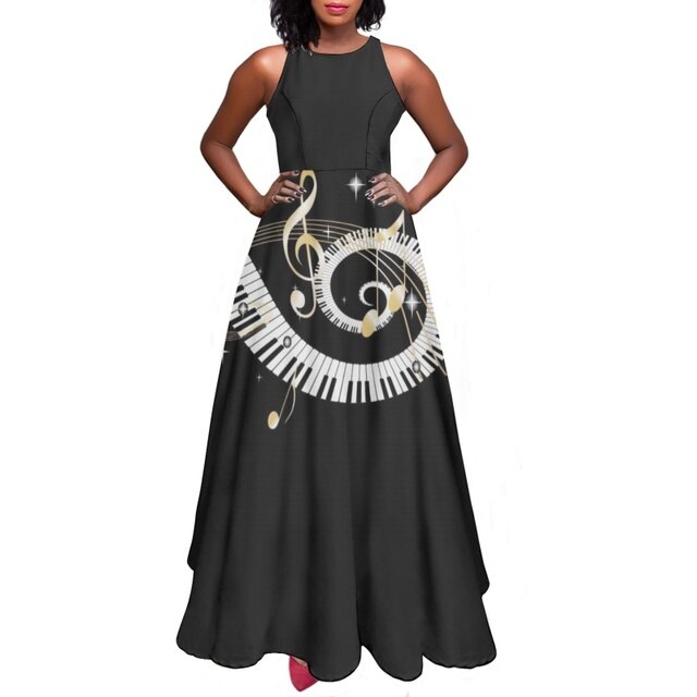 Music Note Long Slip Dress