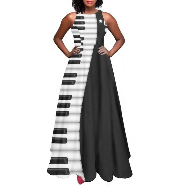 Music Note Long Slip Dress