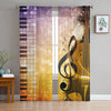 Golden Music Notes Sheer Curtain