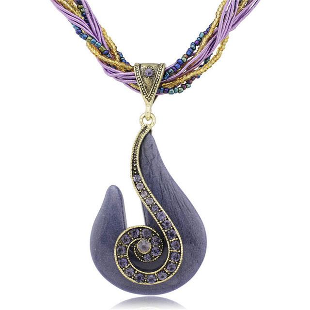 Musical Note Rhinestone Glass Beads Necklace