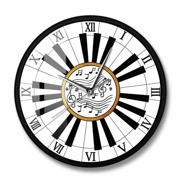 Piano Keyboard Roman Numerals Wall Clock