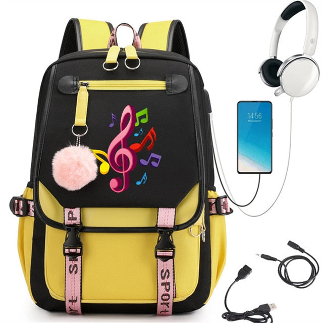 Trendy Music Note Backpack