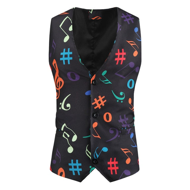 Musical Note Printed Waistcoat