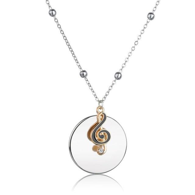 Free - Music Note Round Pendant Necklace