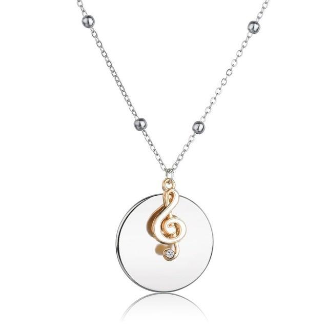 Free - Music Note Round Pendant Necklace