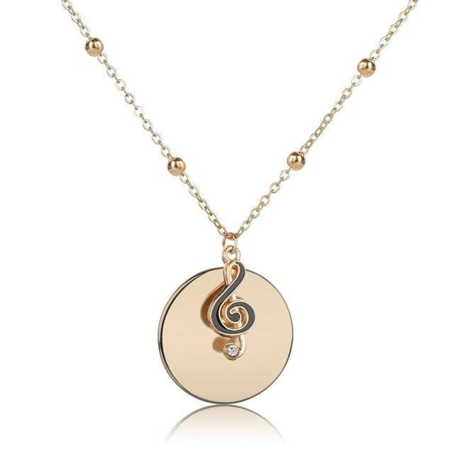 Free - Music Note Round Pendant Necklace