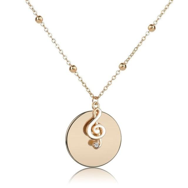 Free - Music Note Round Pendant Necklace