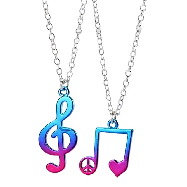 Colorful Music Note Couple Necklace