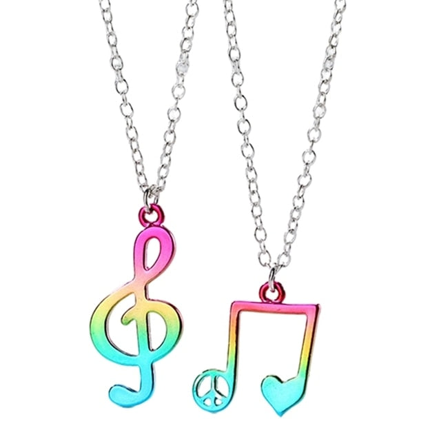 Colorful Music Note Couple Necklace