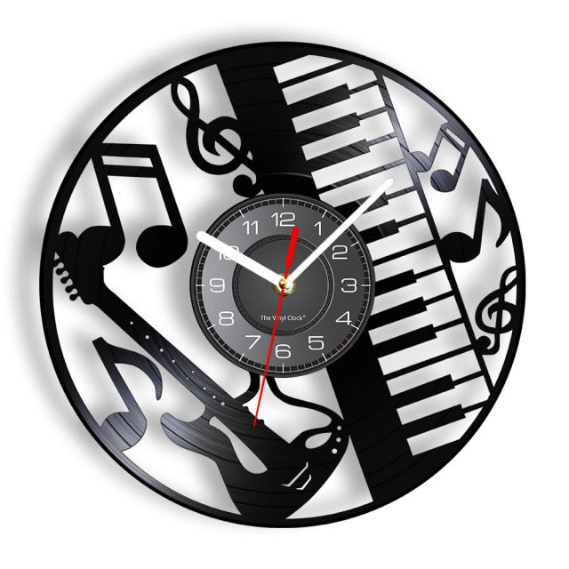 Music Notes Piano Guitar Wall Clock