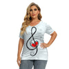 Music Note Loose V-Neck Shirt