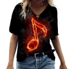 Music Notes V-Neck Loose Tee