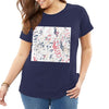 Abstract Music Notes Plus Size T-shirt - Navy Blue / XL - { shop_name }} - Review