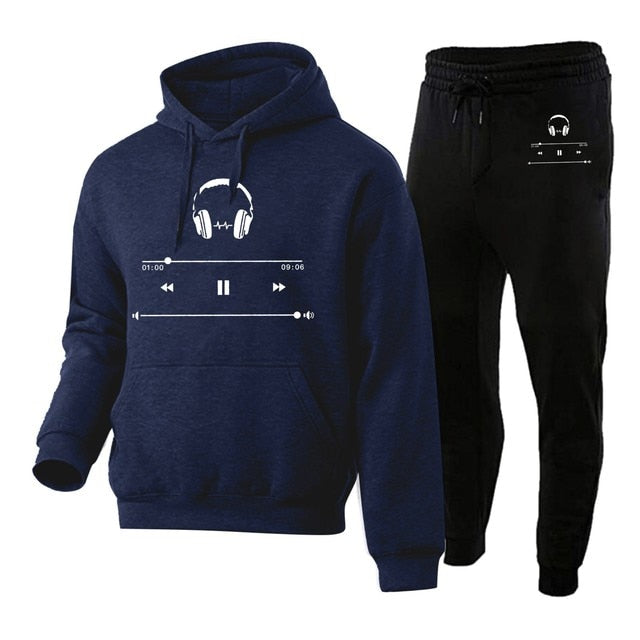 Music Play Graphic Hoodie Set