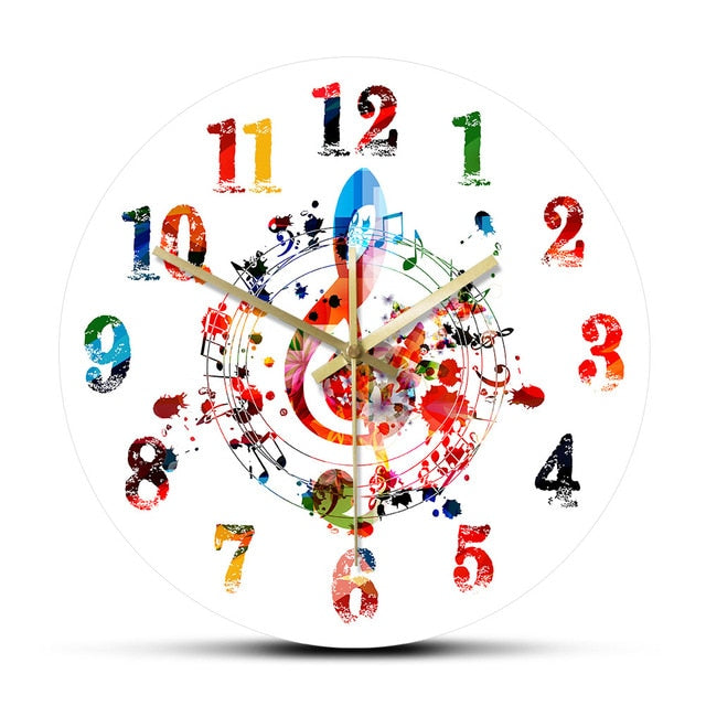 Colorful G Clef Wall Clock