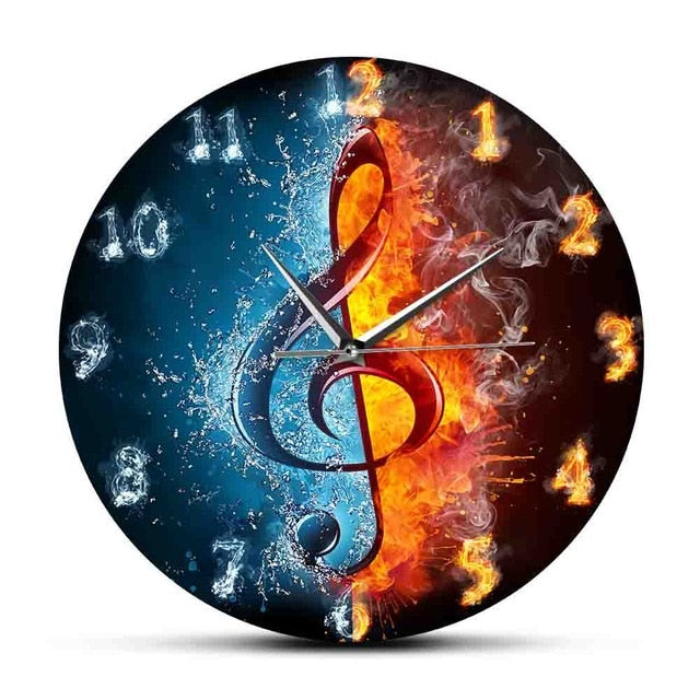 Water/Fire Treble Clef Wall Clock - No Frame - { shop_name }} - Review