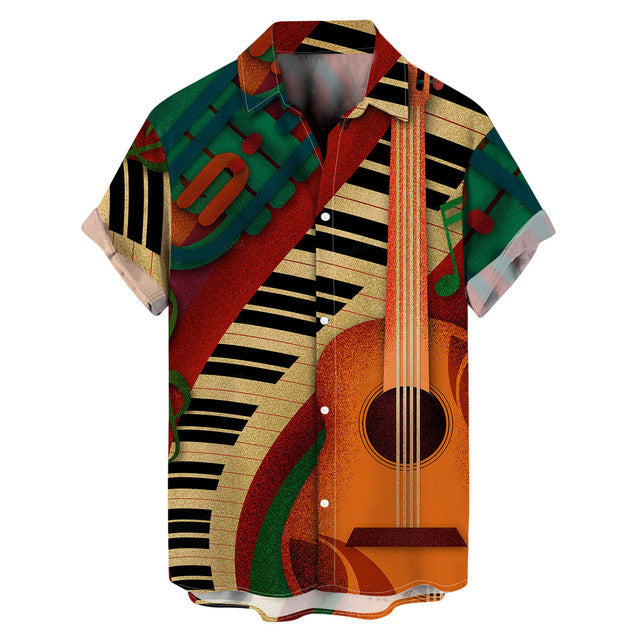 Music Print Hawaiian Shirt