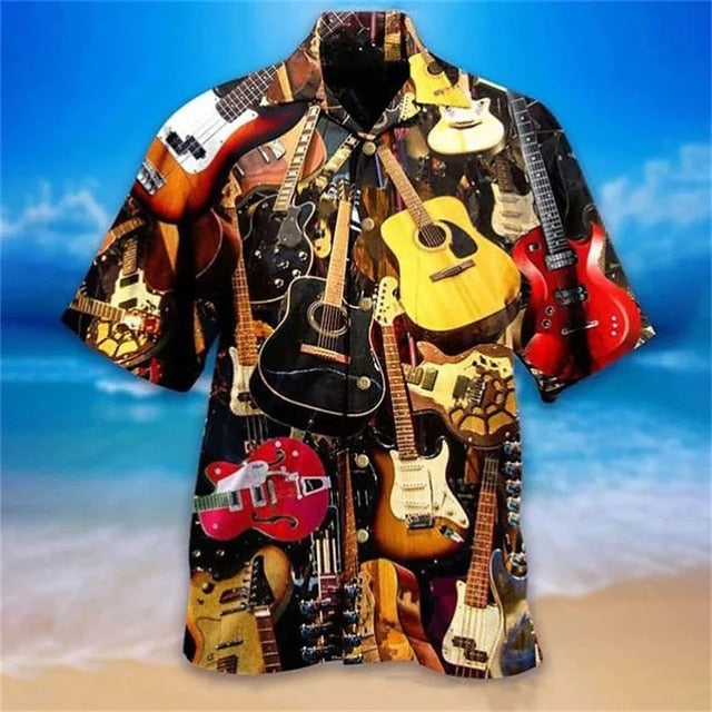 Guitar Cuban Collar Shirt
