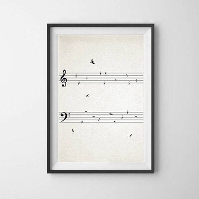 Sheet Music with Birds Canvas Art