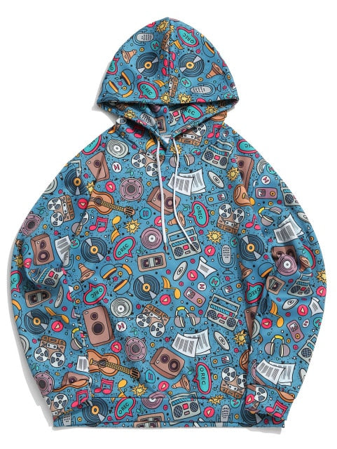 Music Instruments Blue Hoodie