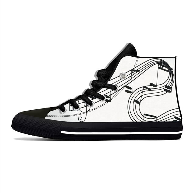 Music Note High Top Canvas Shoes