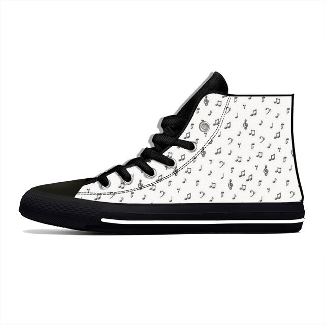 Music Note High Top Canvas Shoes