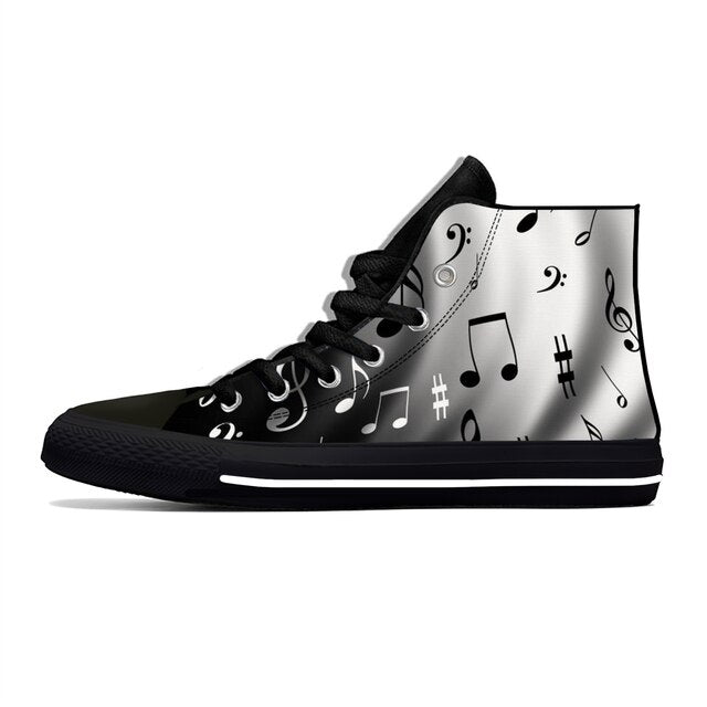 Music Note High Top Canvas Shoes