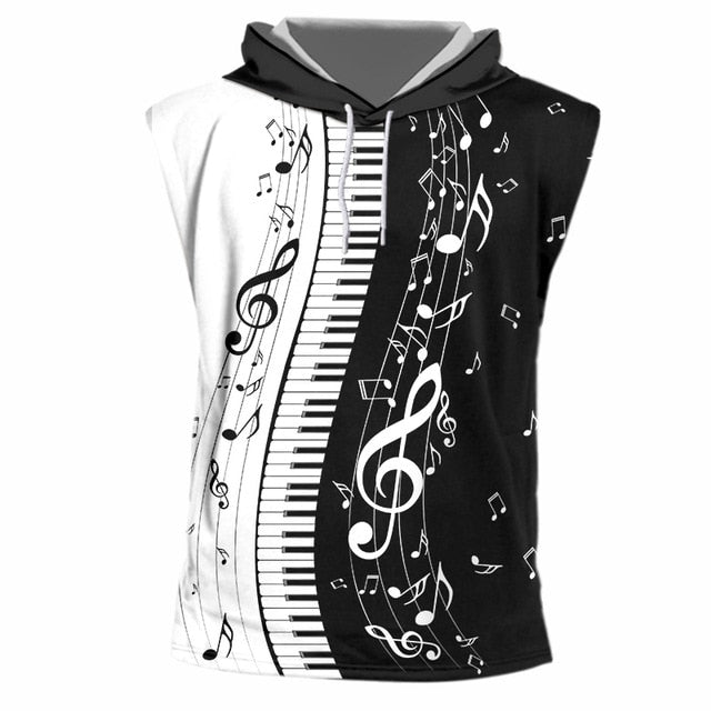 Music Notes Piano Sleeveless Hoodie