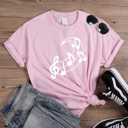 Music Note Moon Graphic T-shirt