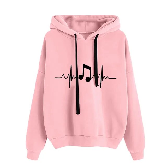 Music Note Long Sleeve Hoodie