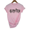 Music Notes Heart Print T-shirt - Pink / S - { shop_name }} - Review