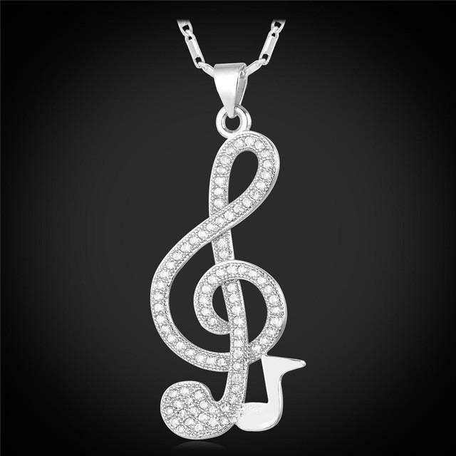 Music Note Zirconia  Pendant Necklace - Artistic Pod
