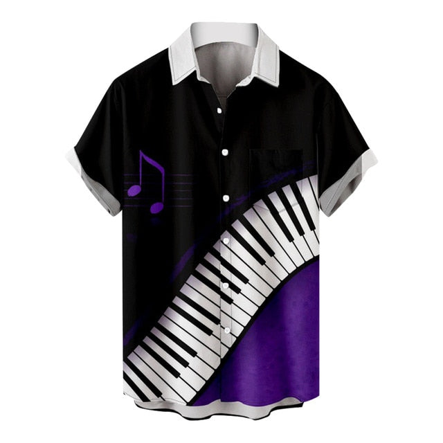 Anime Musical Note Print Men's Shirt