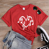Music Notes Heart Love Graphic T-shirt - Red-White / XS - { shop_name }} - Review