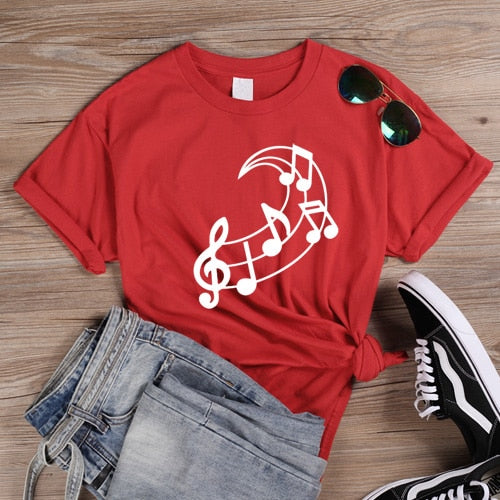 Music Note Moon Graphic T-shirt