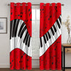 Red Music Piano Keys Curtains