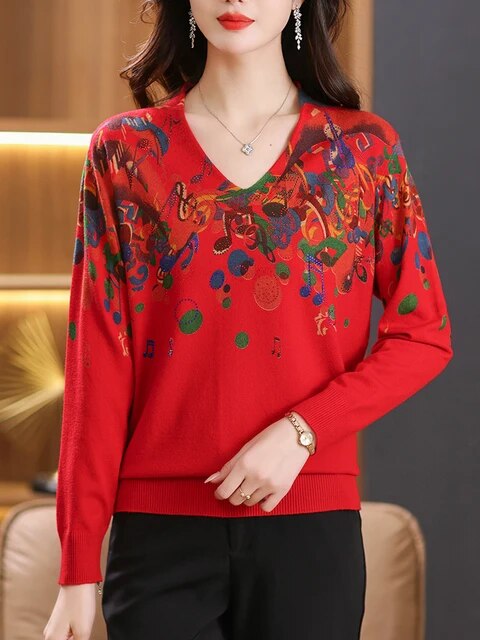 Music Long Sleeve Knitted Sweater