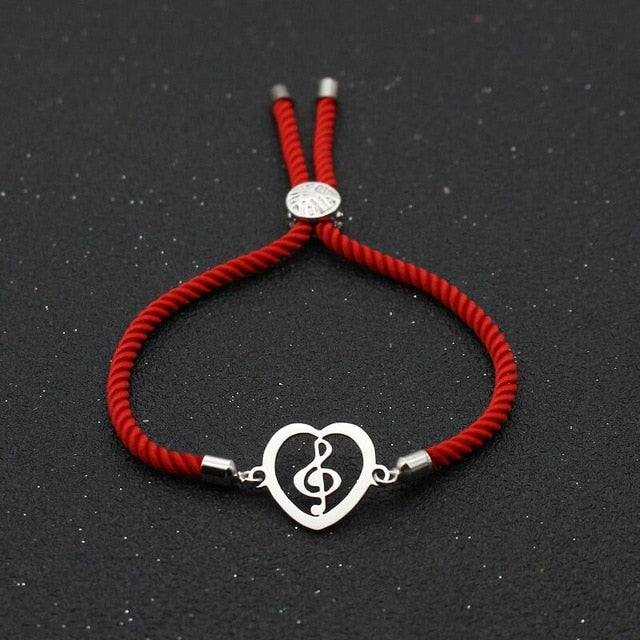 Treble Clef Heart Rope Bracelet