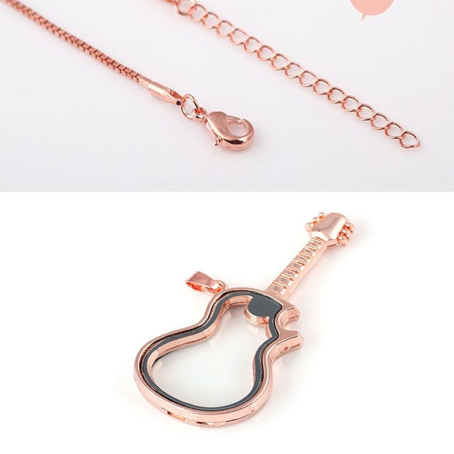 Guitar Floating Locket Necklace