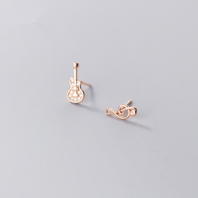 Sterling Guitar/Music Notes Stud Earrings