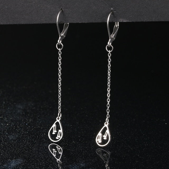 Music Notes Long Tassel Earrings