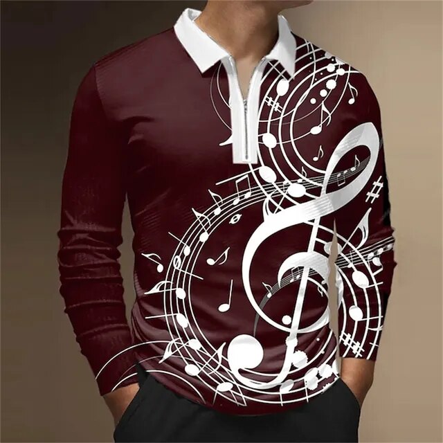Music Note Zipper Golf Shirt